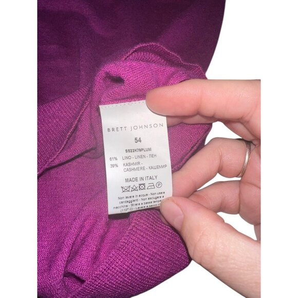 Mens Brett Johnson Italy Linen Cashmere Crewneck Sweater Purple 54 US Large - Picture 6 of 8
